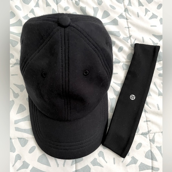 Lululemon Black Baseball Cap and Headband Set - Picture 1 of 4